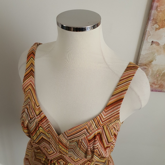 CUE Zig Zag Tan Retro Print Tank Size 12 - Picture 2 of 10